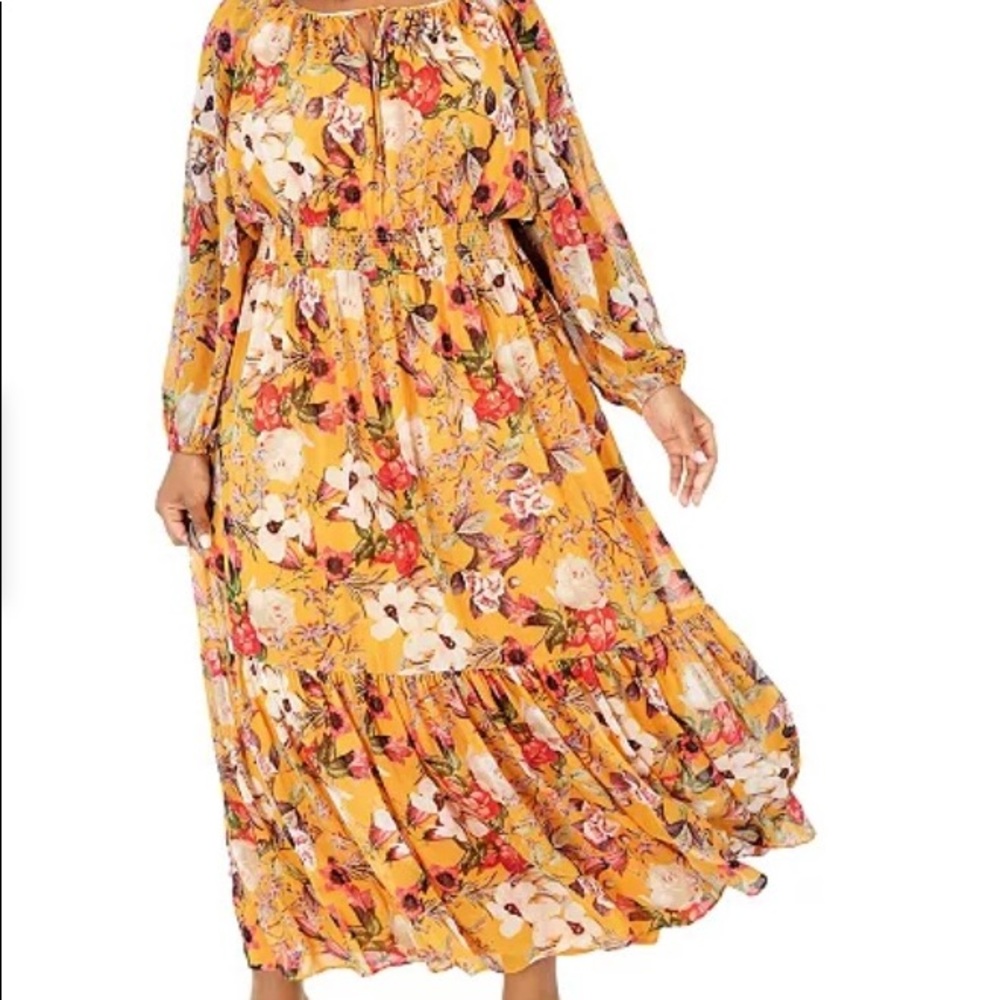 NEW without tags INC International Concepts Plus Size Ruffled Peasant Dress 1X